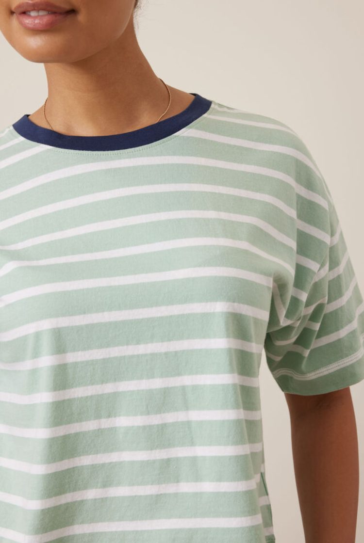 Brea Boxy Tee | Seafoam/ White Stripe