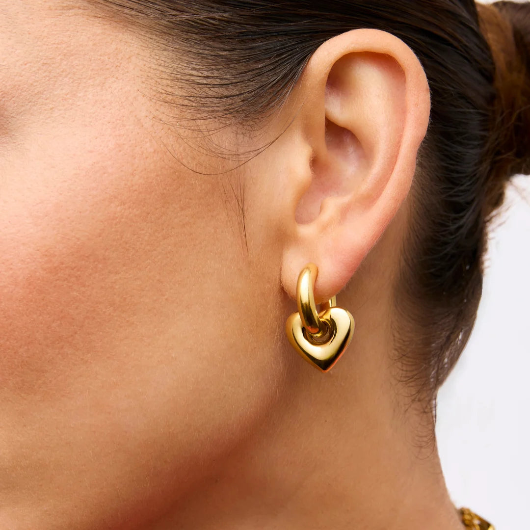 Lisa Puffy Heart Earrings | Gold