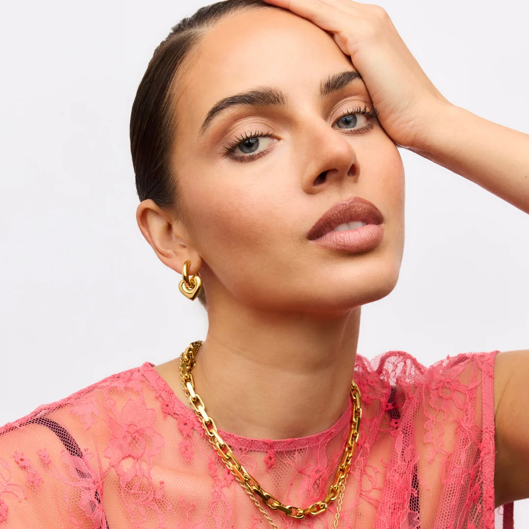 Lisa Puffy Heart Earrings | Gold