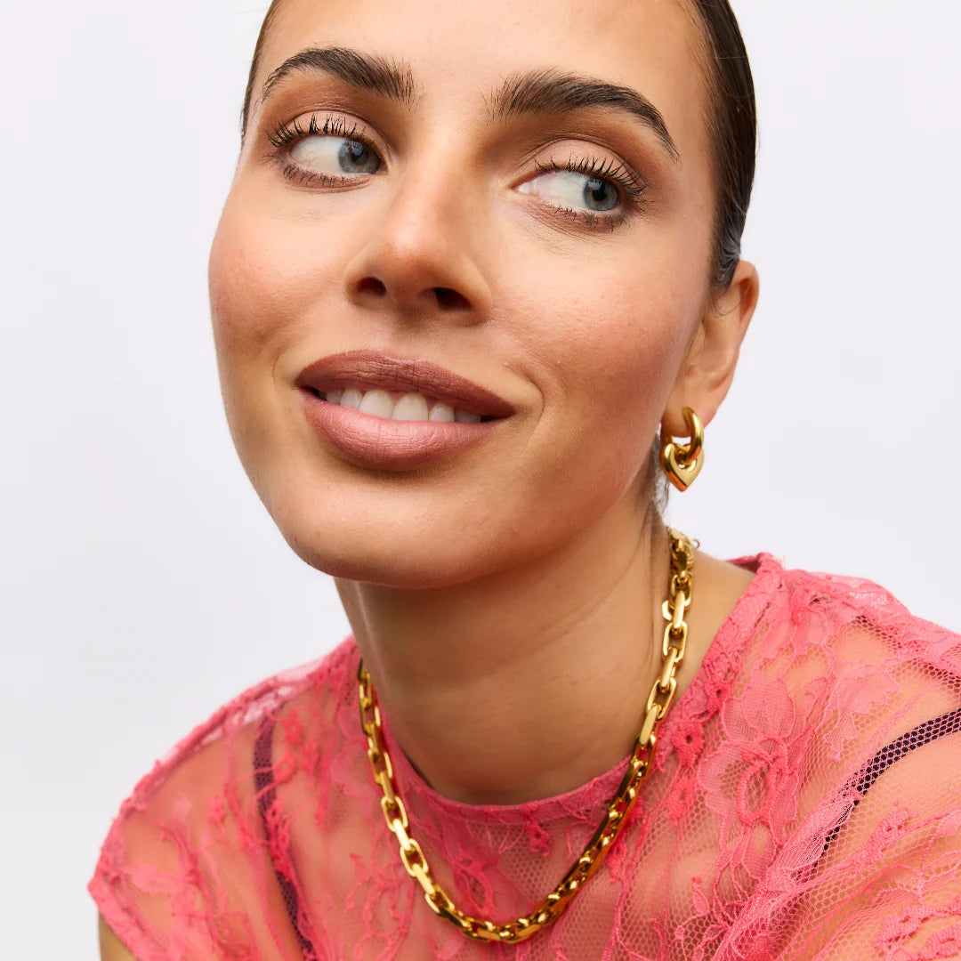 Lisa Puffy Heart Earrings | Gold