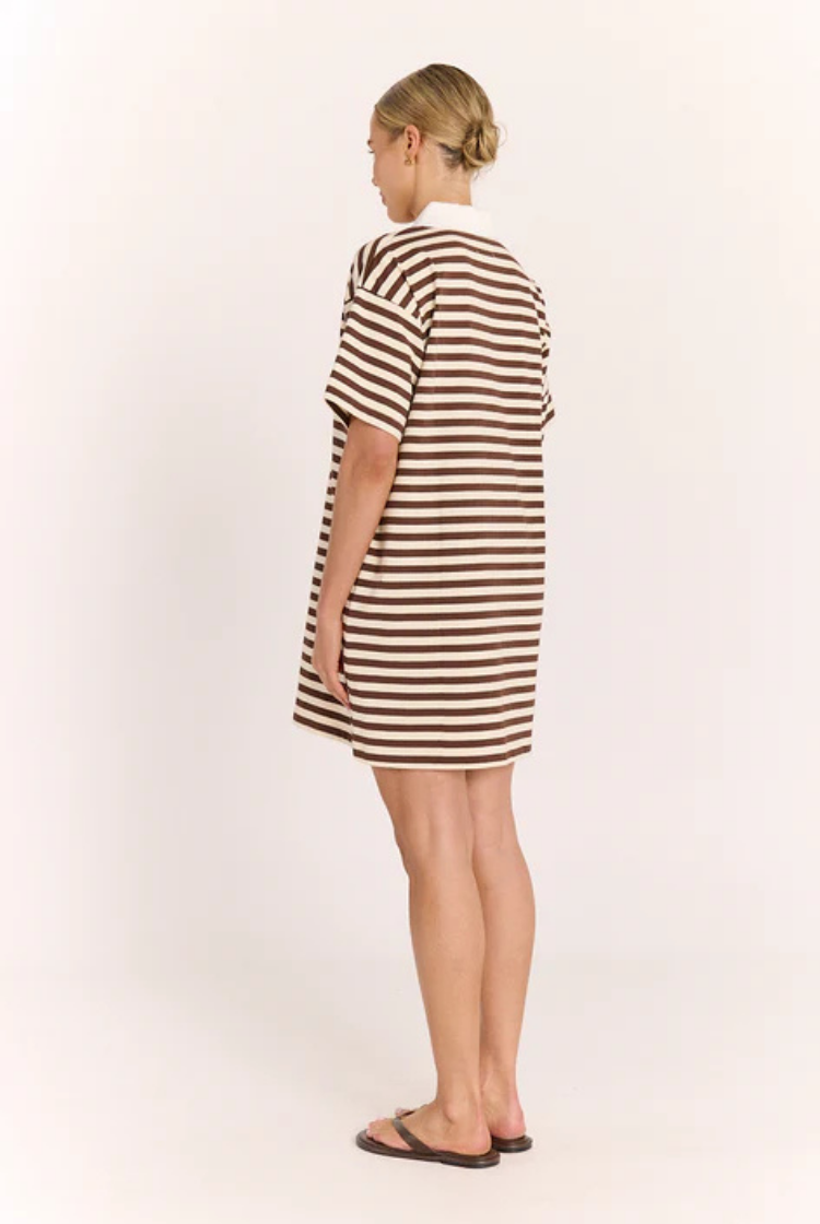 Finn Rugby Dress | Chocolate Stripe