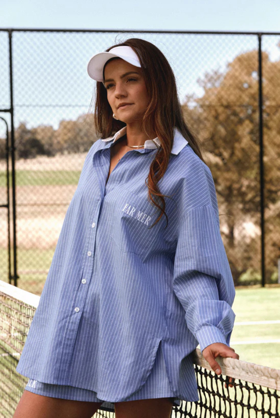 Lounge Shirt | Blue Pinstripe *PRE ORDER*