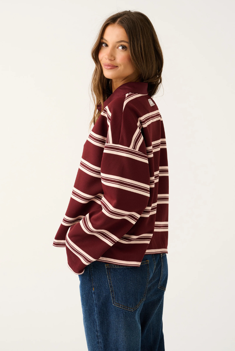 Freddie Rugby Top | Burgundy Stripe