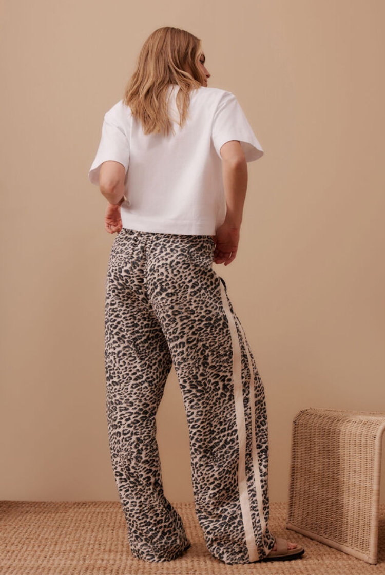 Relaxed Drawstring Pant | Leopard Linen Blend
