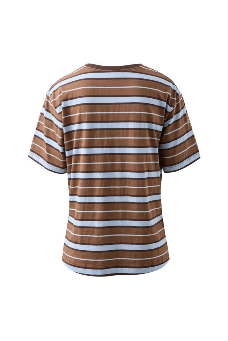Stevie Slouchy Tee | Chalk/ Choc Retro Stripe
