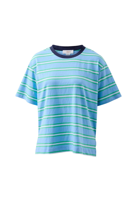 Stevie Slouchy Tee | Powder Zesty Green Stripe