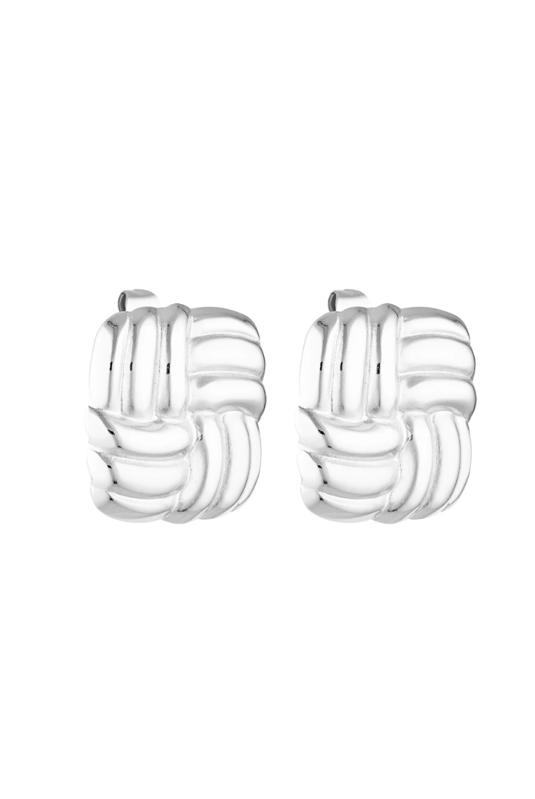 Baby Cushion Earrings | White Gold