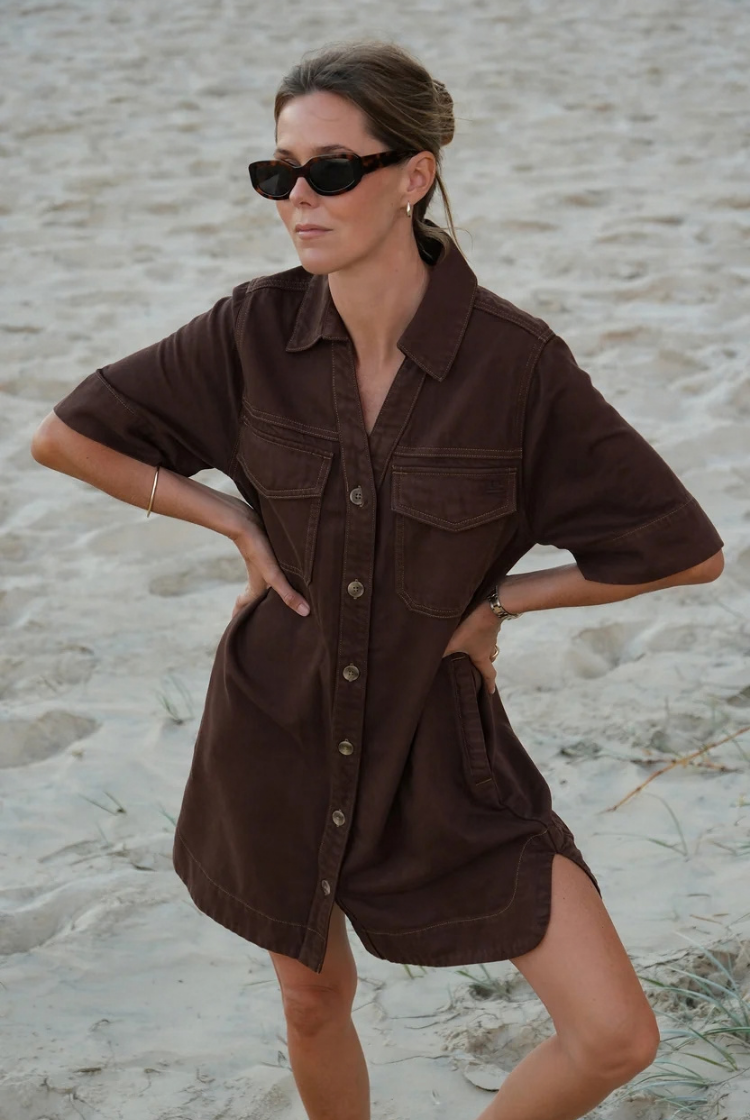 Bonnie Relaxed Shirt Dress | Chocolate