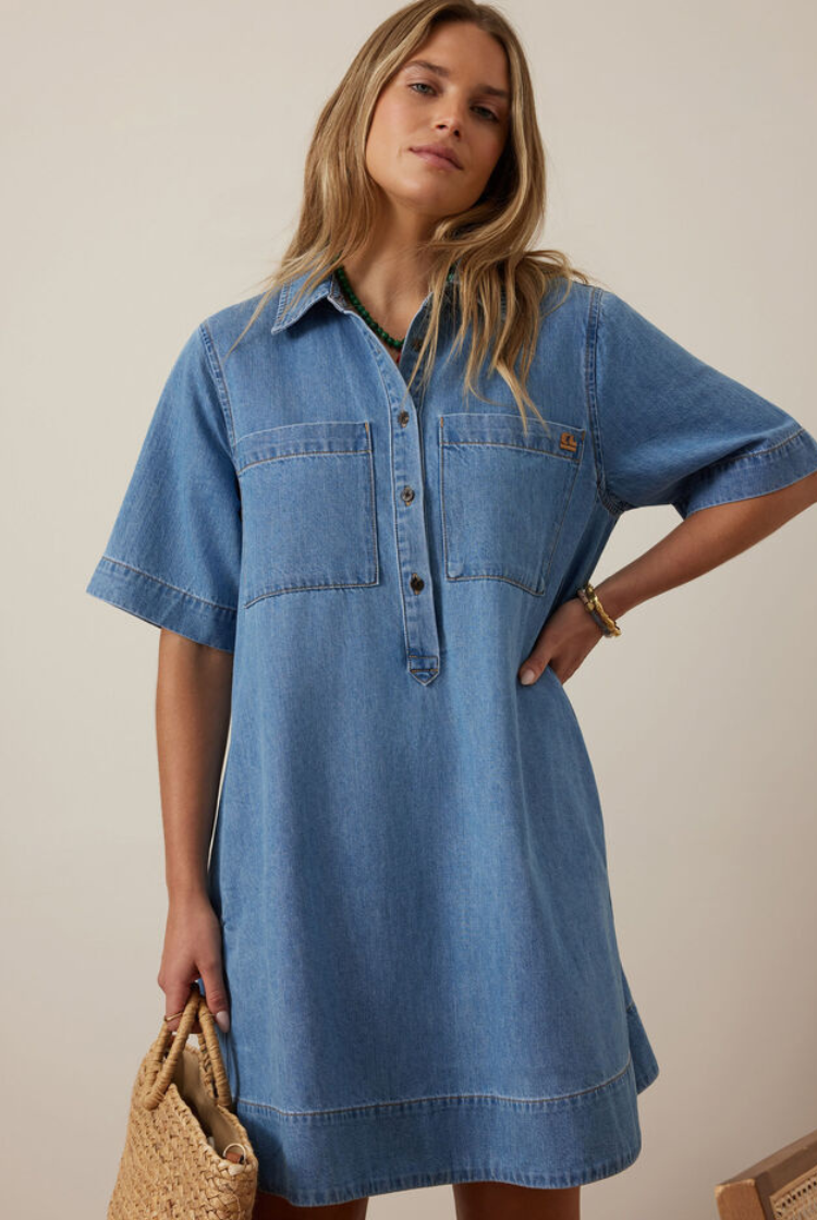 Milly Short Sleeve Minin Dress | Vintage Blue