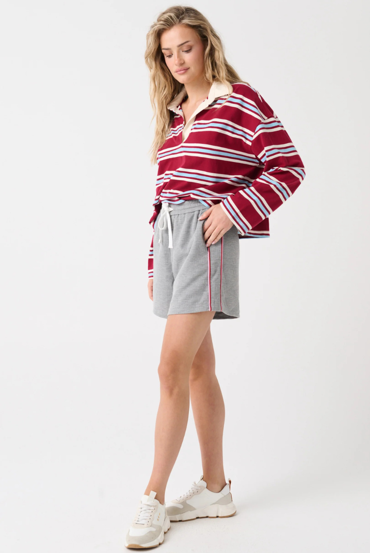 Alissa Rugby Tee | Raspberry Stripe