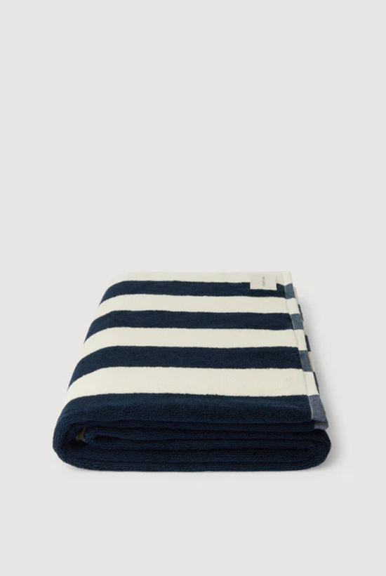 Signature Stripe Beach Towel | Navy/ Cream