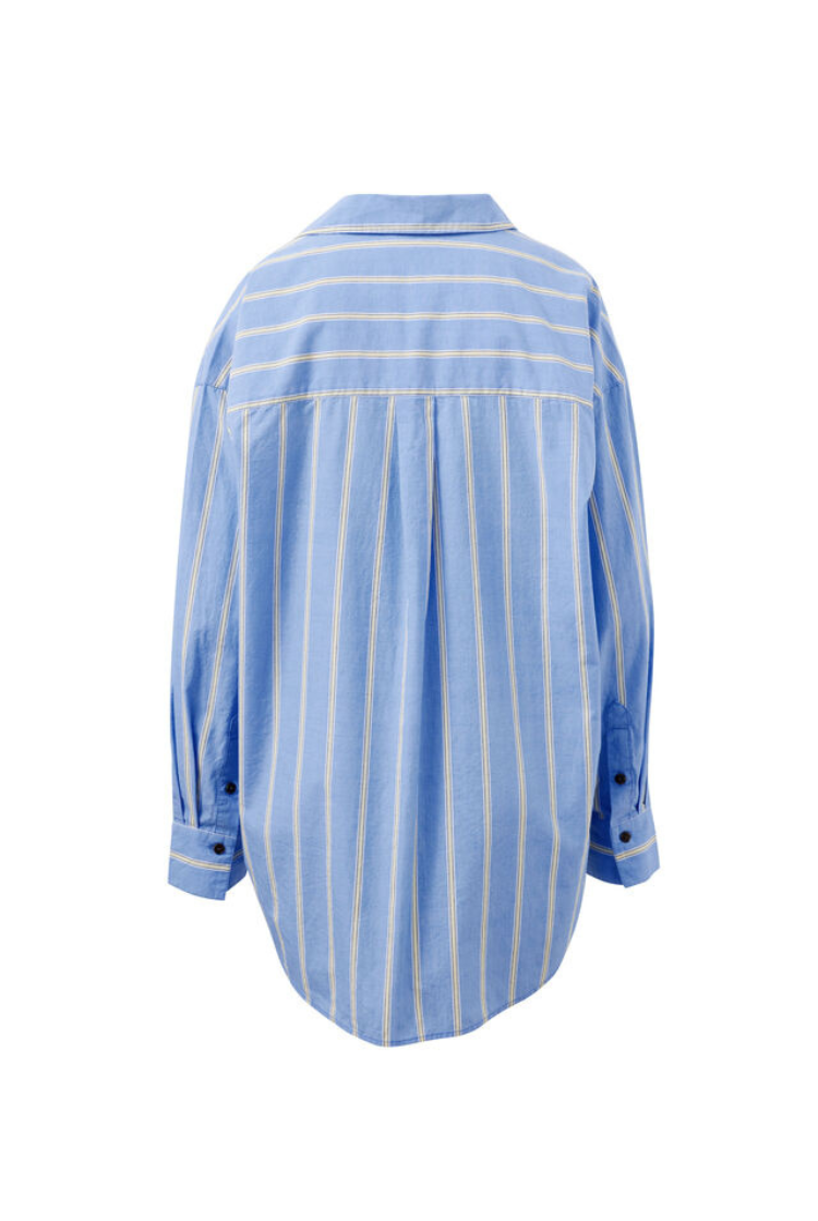 Peta Oversized Shirt | Bay Blue/ Butter Stripe