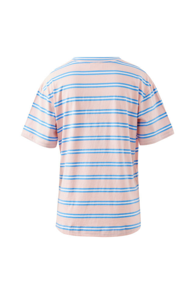 Stevie Slouchy Tee | Petal/ Azure Blue Stripe