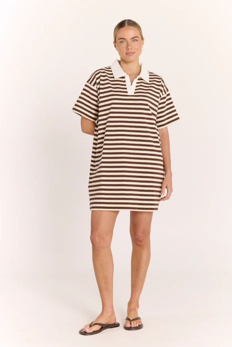 Finn Rugby Dress | Chocolate Stripe