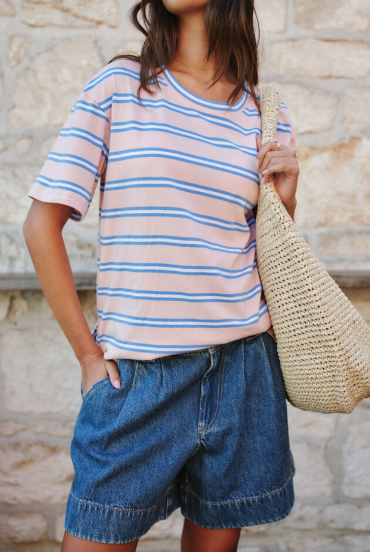 Stevie Slouchy Tee | Petal/ Azure Blue Stripe