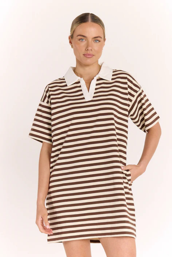 Finn Rugby Dress | Chocolate Stripe
