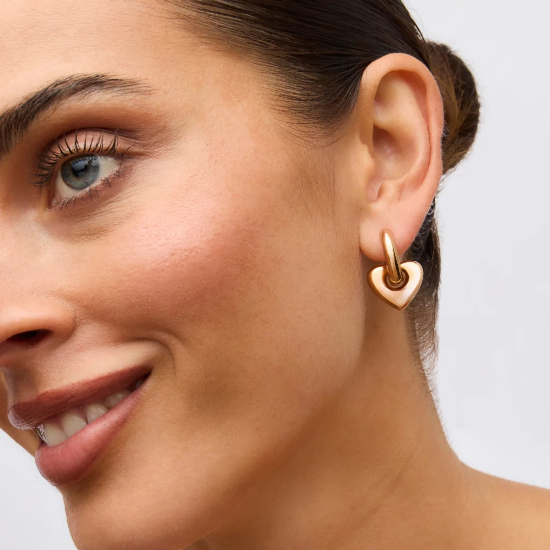 Lisa Puffy Heart Earrings | Rose Gold