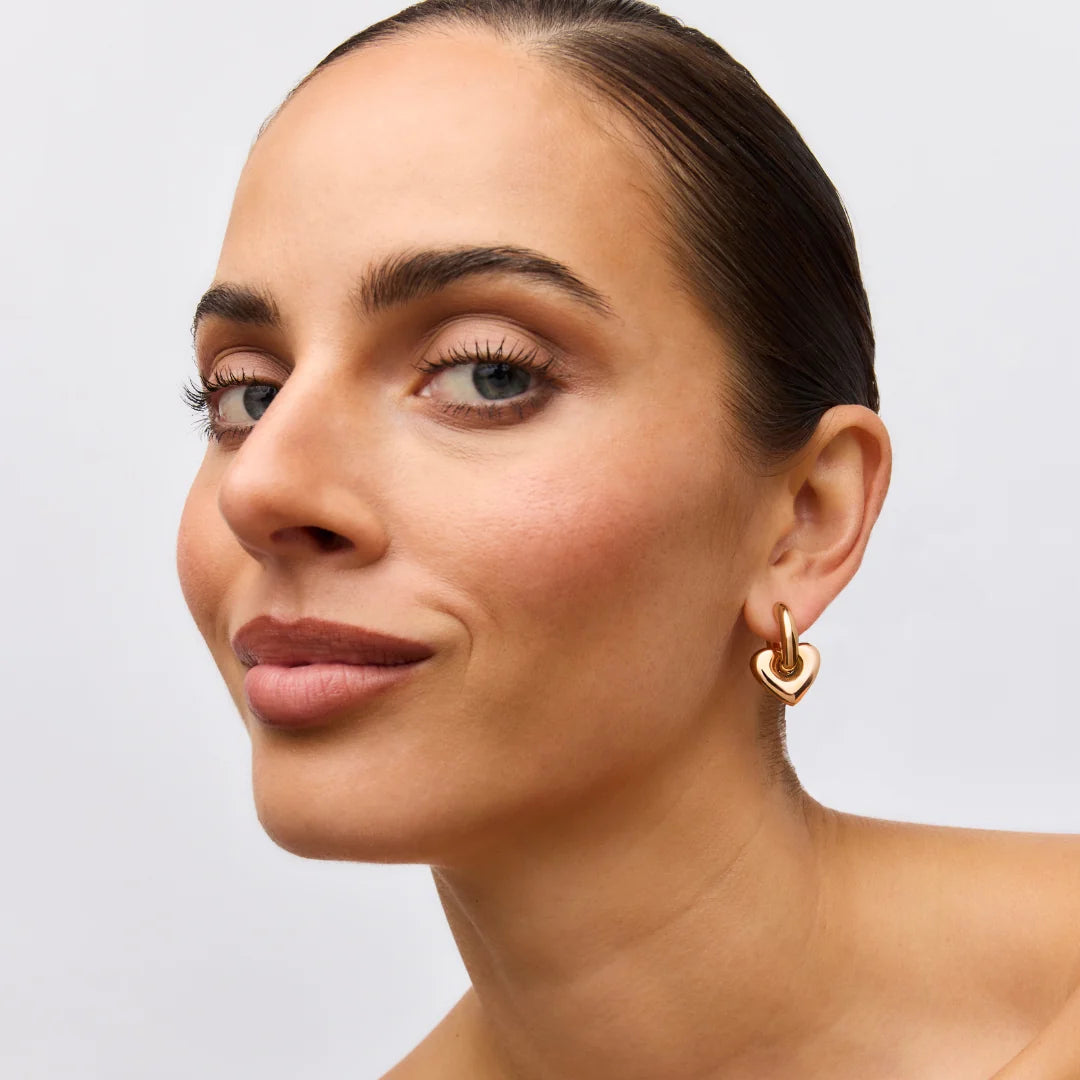 Lisa Puffy Heart Earrings | Rose Gold