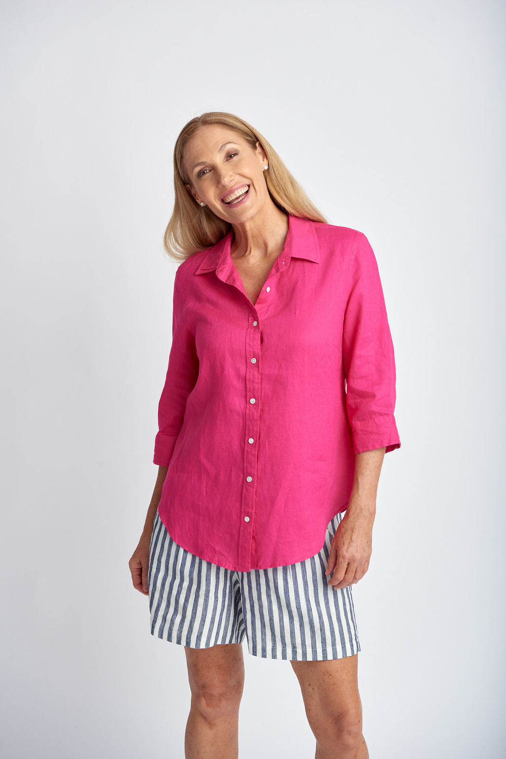 3/4 Sleeve Shirt | Bright Pink