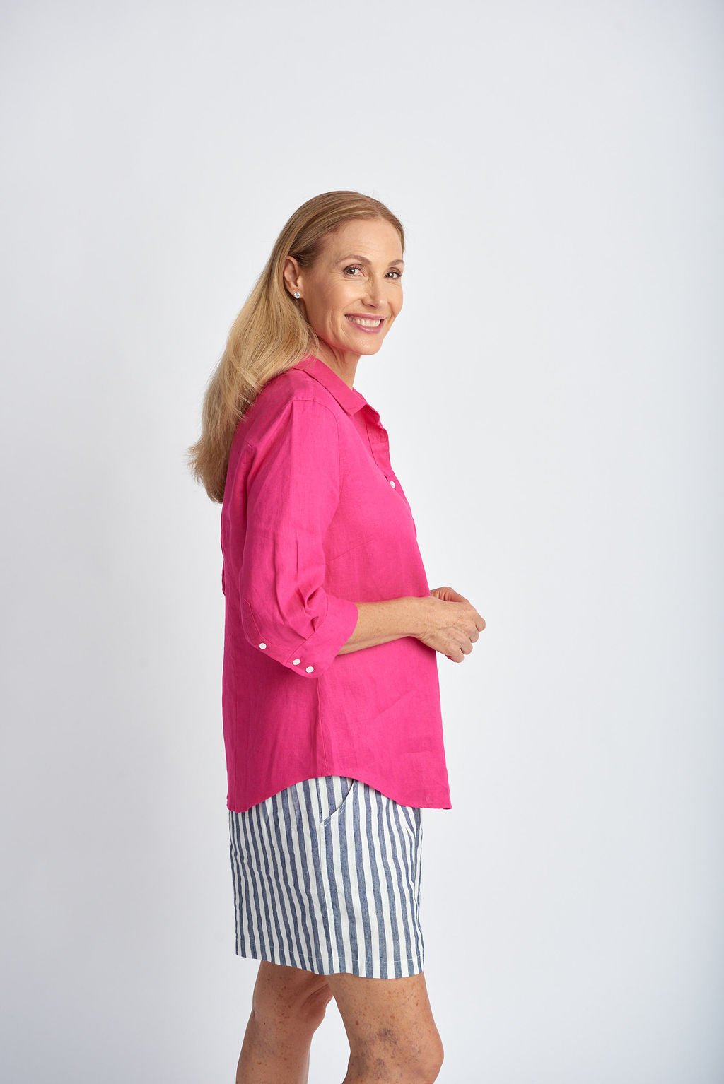 3/4 Sleeve Shirt | Bright Pink