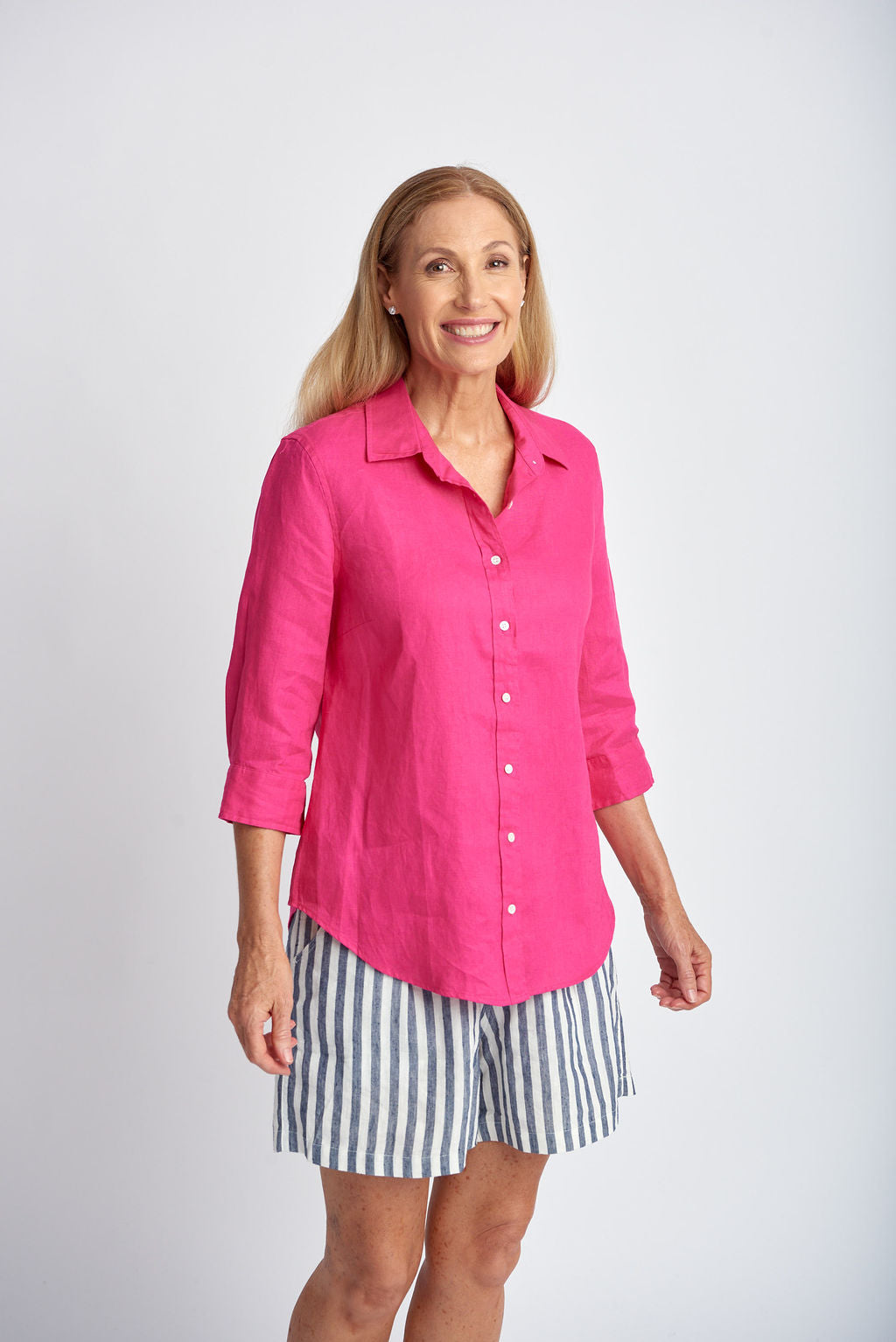 3/4 Sleeve Shirt | Bright Pink