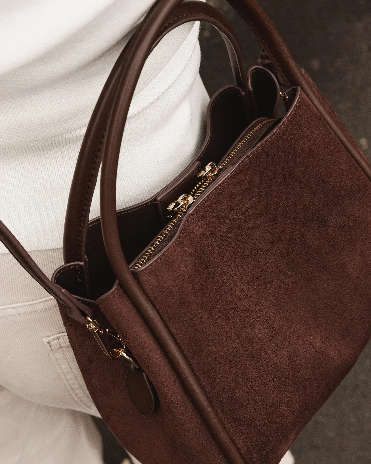 Steffie Suedette Mini Tote Bag | Chocolate