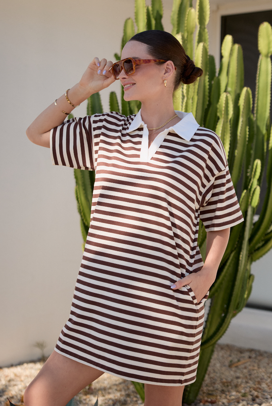 Finn Rugby Dress | Chocolate Stripe