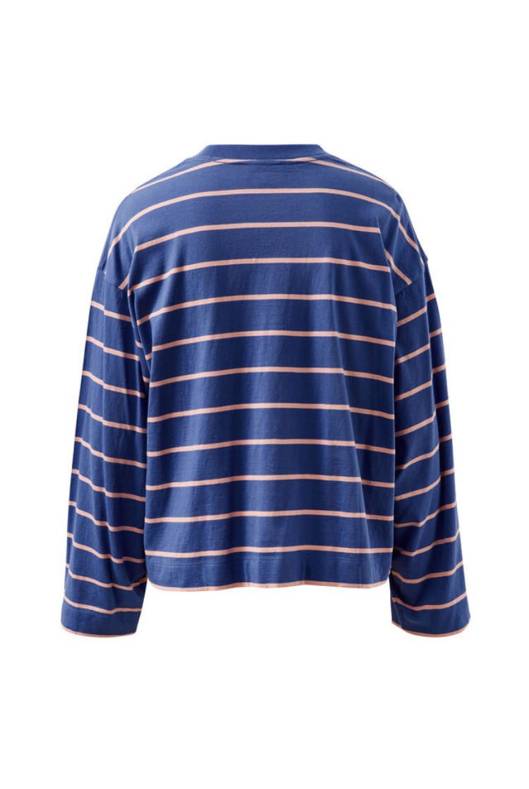 Beau Long Sleeve Slouchy Tee | Washed Navy/ Pink Clay