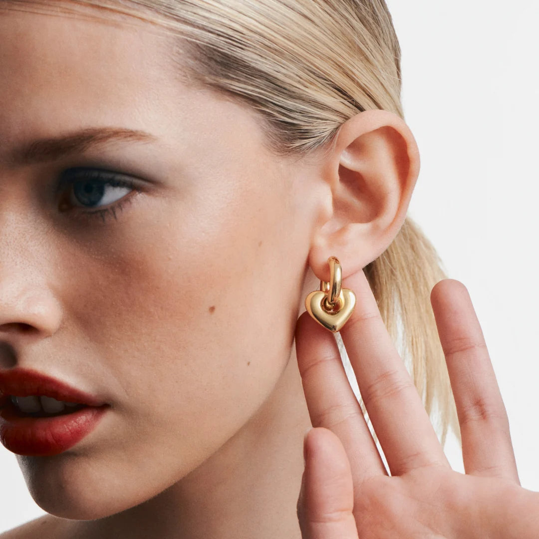 Lisa Puffy Heart Earrings | Gold