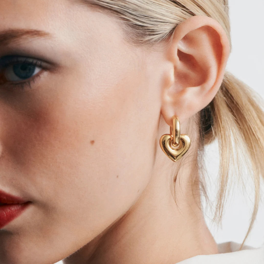 Lisa Puffy Heart Earrings | Gold
