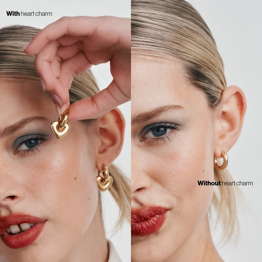 Lisa Puffy Heart Earrings | Gold