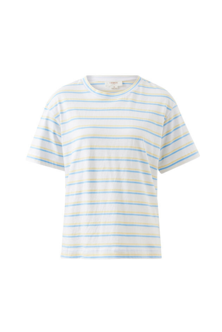 Stevie Slouchy Tee | Powder Blue/ Sunny Yellow Stripe