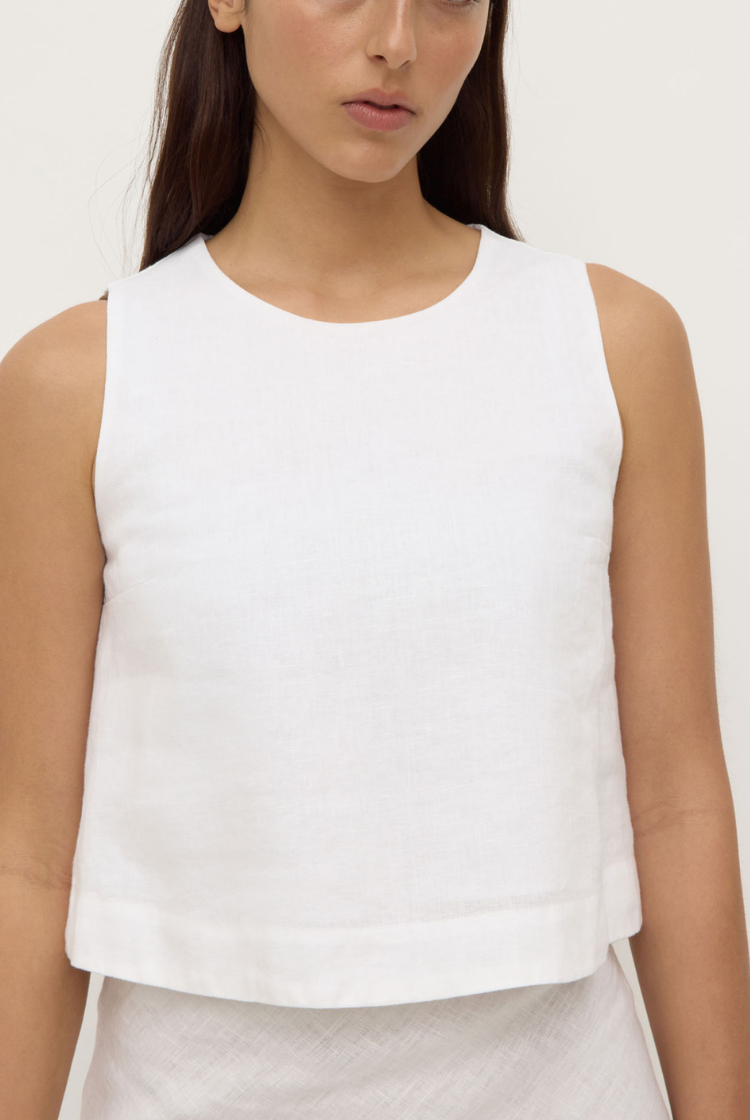 Estelle Linen Top | White