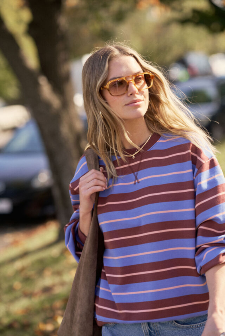 Romy Crew | Vintage Blue Pink Clay Burnt Toffee Stripe