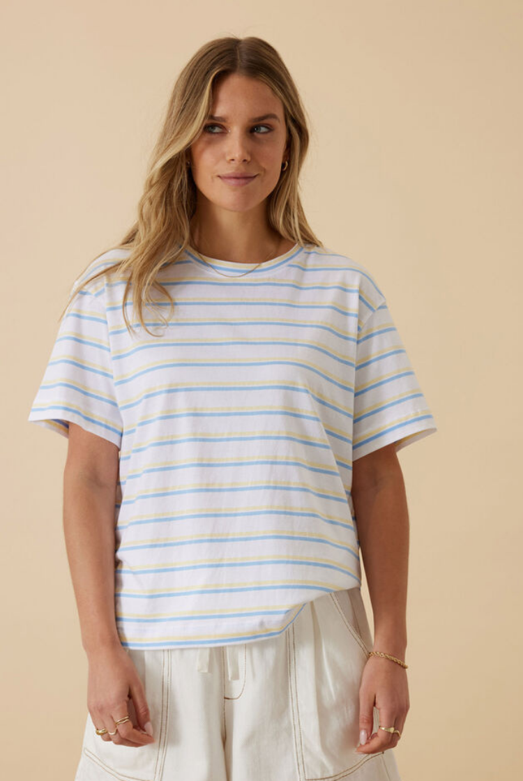 Stevie Slouchy Tee | Powder Blue/ Sunny Yellow Stripe