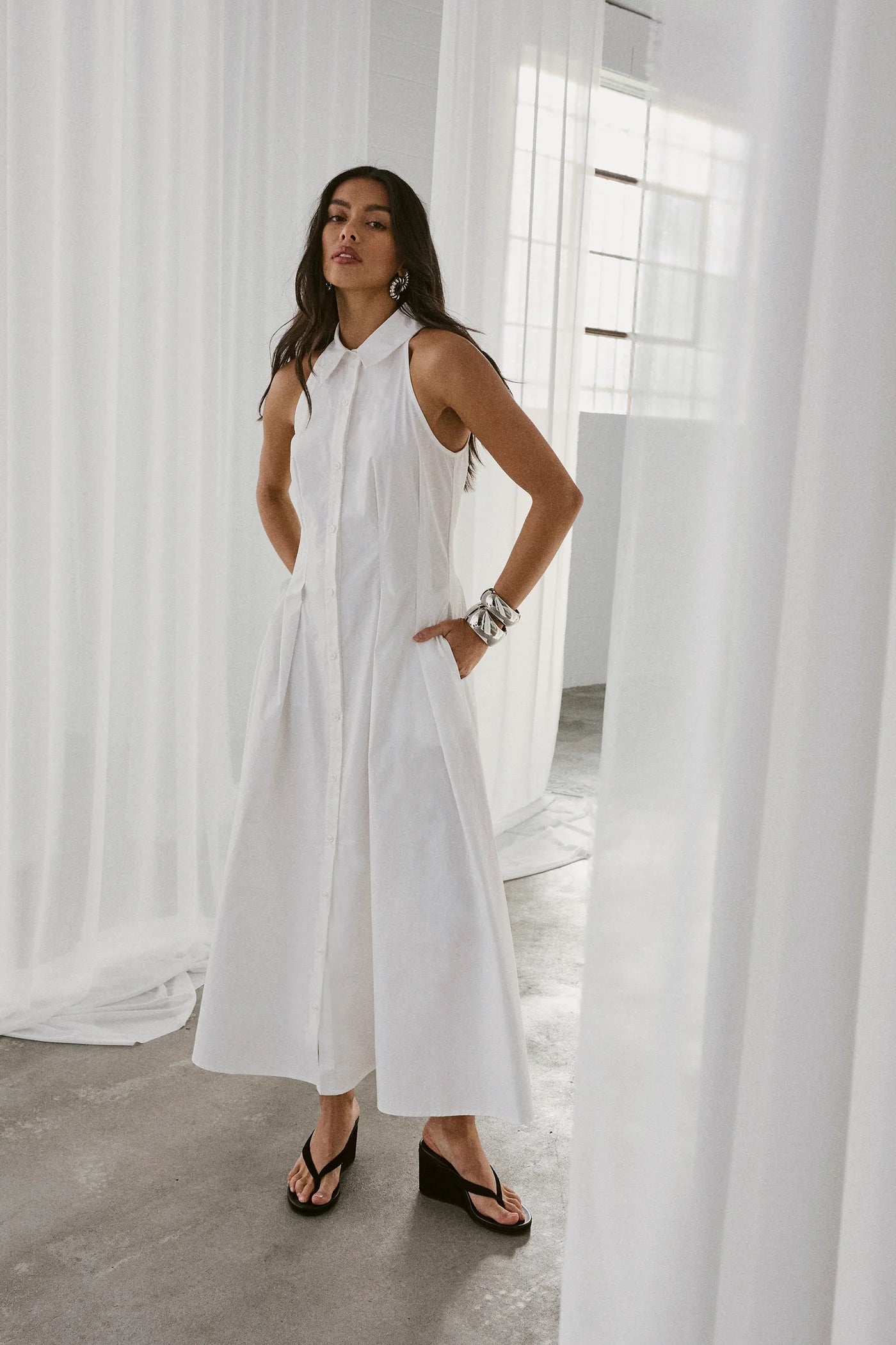 Roam Midi Dress | White
