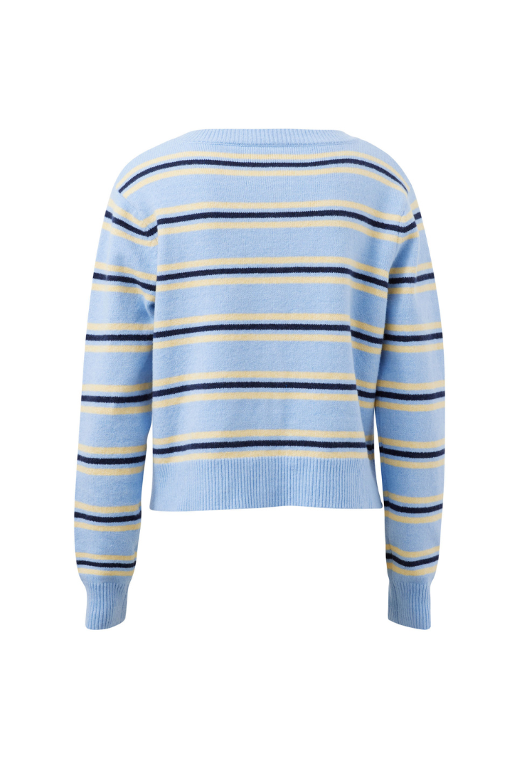 Laine Long Sleeve Knit Cardigan | Blue Stripe