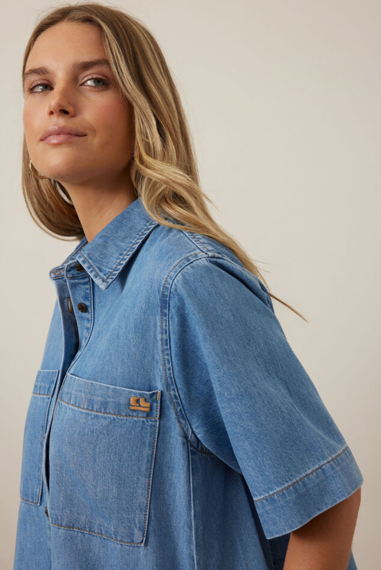 Milly Short Sleeve Minin Dress | Vintage Blue