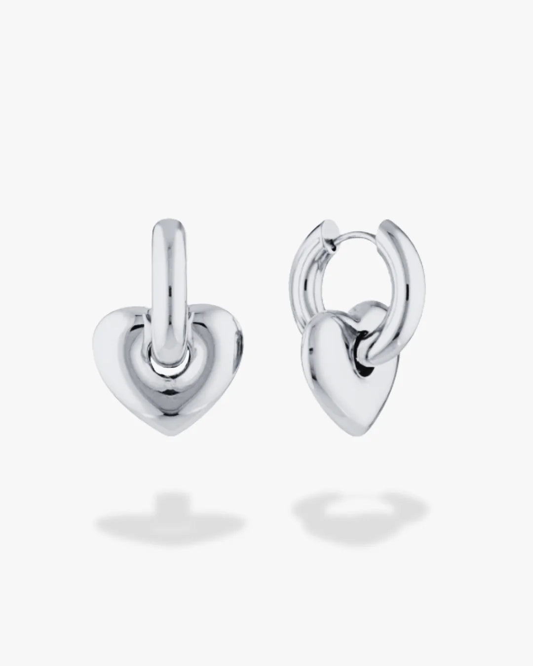Lisa Puffy Heart Earrings | Silver