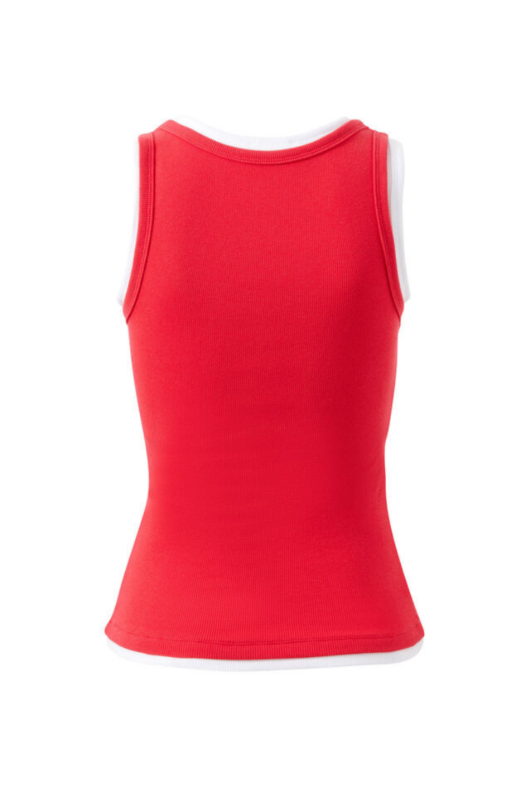 Skylar Layered Rib Tank | Red/ White