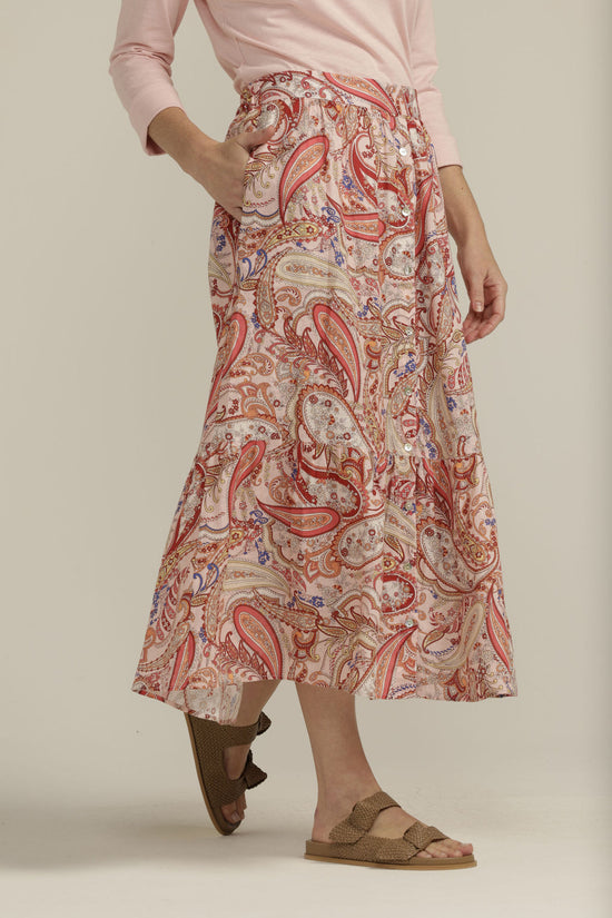 Load image into Gallery viewer, Button Through Skirt | Paisley Print
