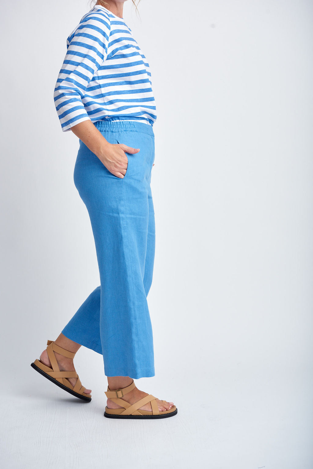 Cropped Elastic Pant | Regatta Blue