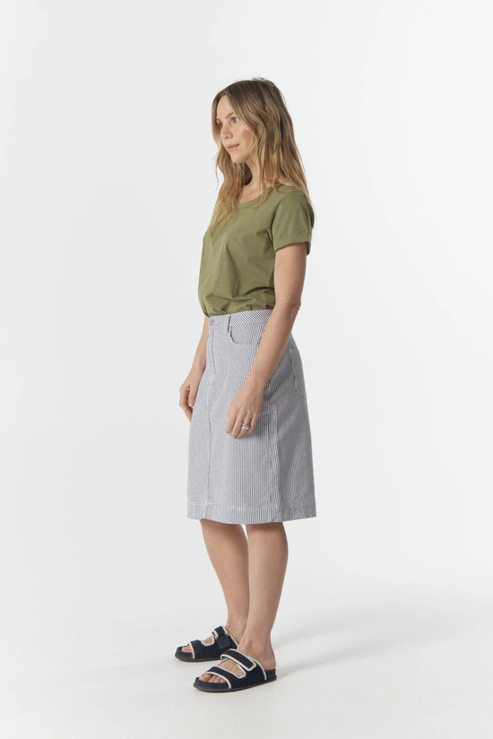 5 Pocket Knee Length Skirt | Navy / White