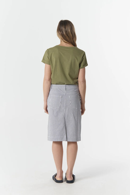 5 Pocket Knee Length Skirt | Navy / White