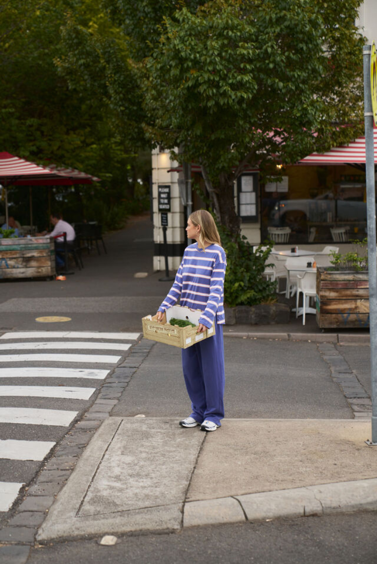 Scout Slouchy Long Sleeve Tee | Washed Navy/ Pink Clay