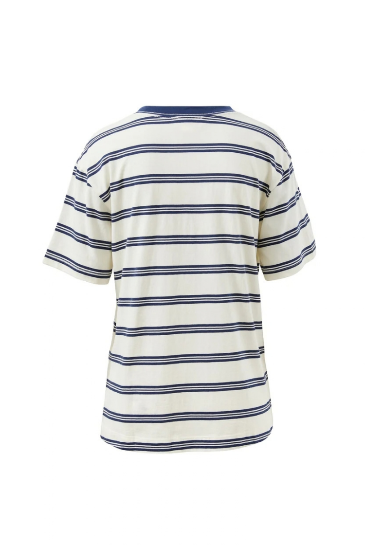 Stevie Slouchy Tee | Milk/ Heritage Blue