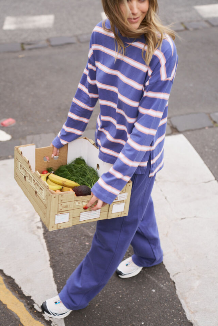 Scout Slouchy Long Sleeve Tee | Washed Navy/ Pink Clay
