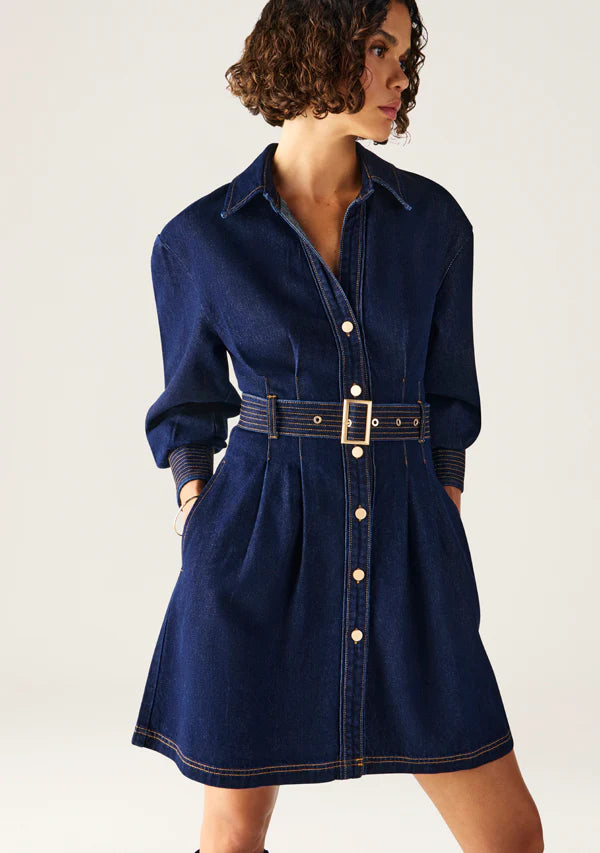 Sia Denim Mini Dress | Deep Indigo