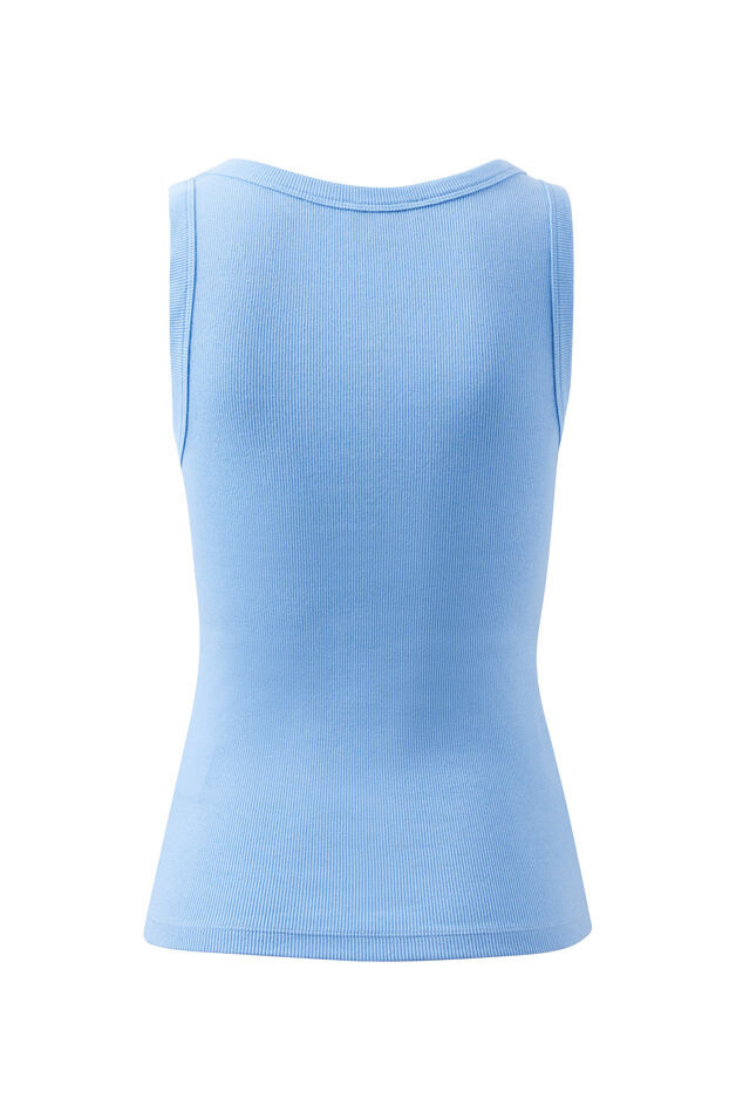 Zoe Contour Rib Scoop Tank | Powder Blue