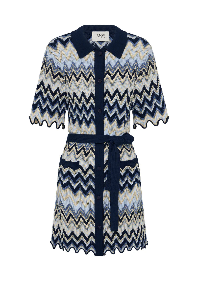Pulse Knit Mini Shirt Dress | Classic Navy
